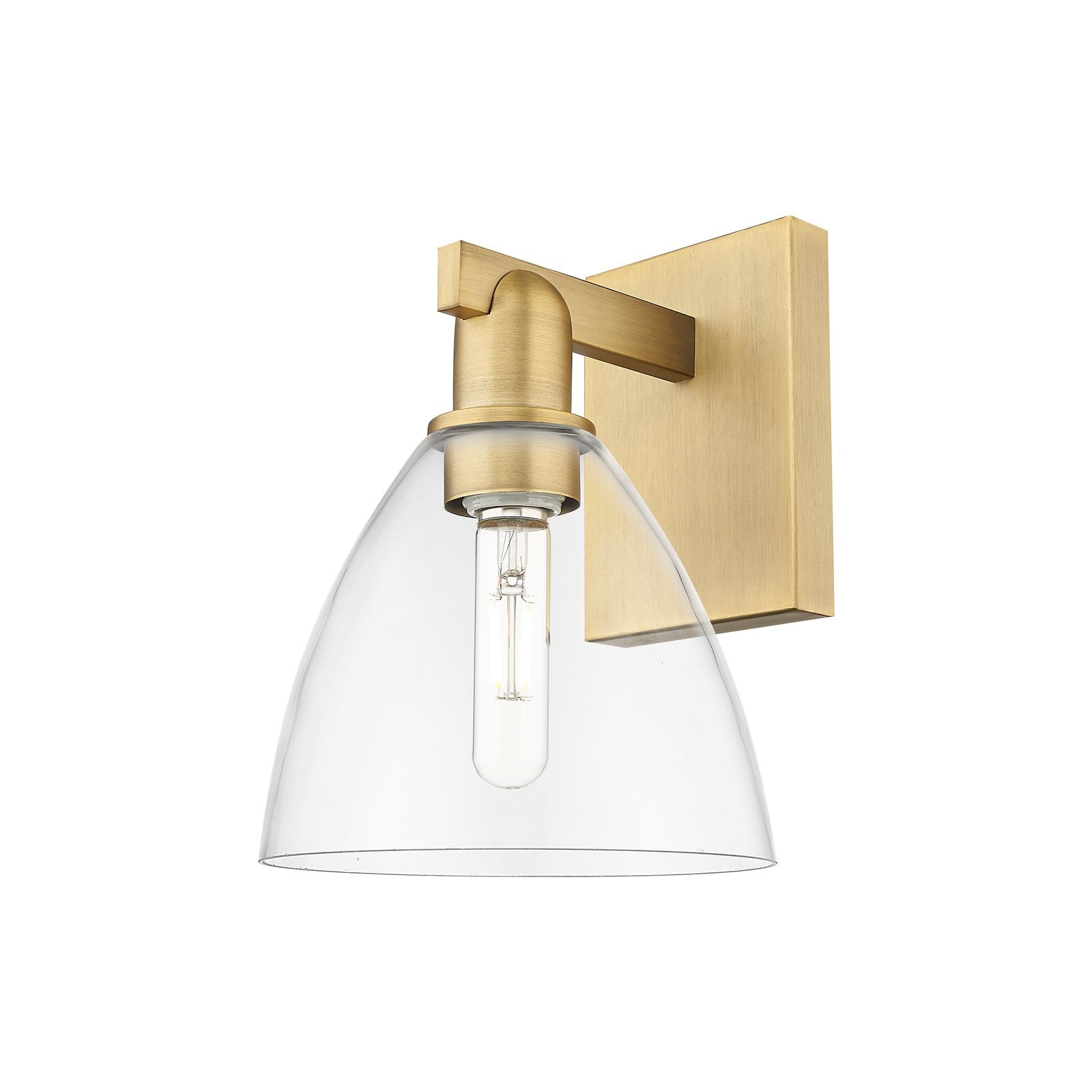 Innovations Bristol 7.5in 1-Light Wall Sconce | Industrial Brushed Brass Steel and Clear Glass | Entryway & Hallway Accent | 7.5 | Model 716-1W-BB-GBD-752