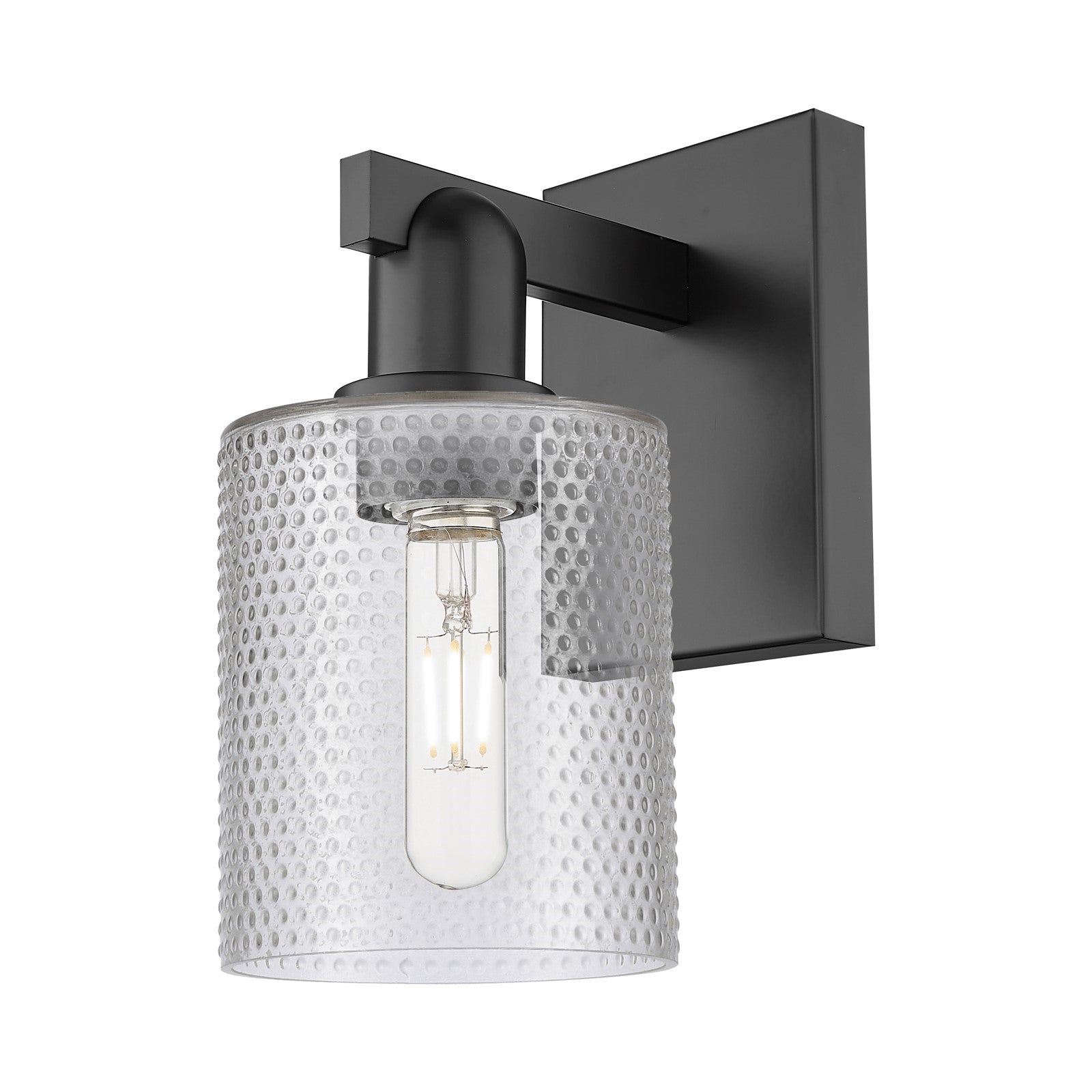 Innovations Cobbleskill 5in 1-Light Wall Sconce | Industrial Matte Black Steel and Clear Glass | Entryway & Hallway Accent | 5 x | Model 716-1W-BK-G112