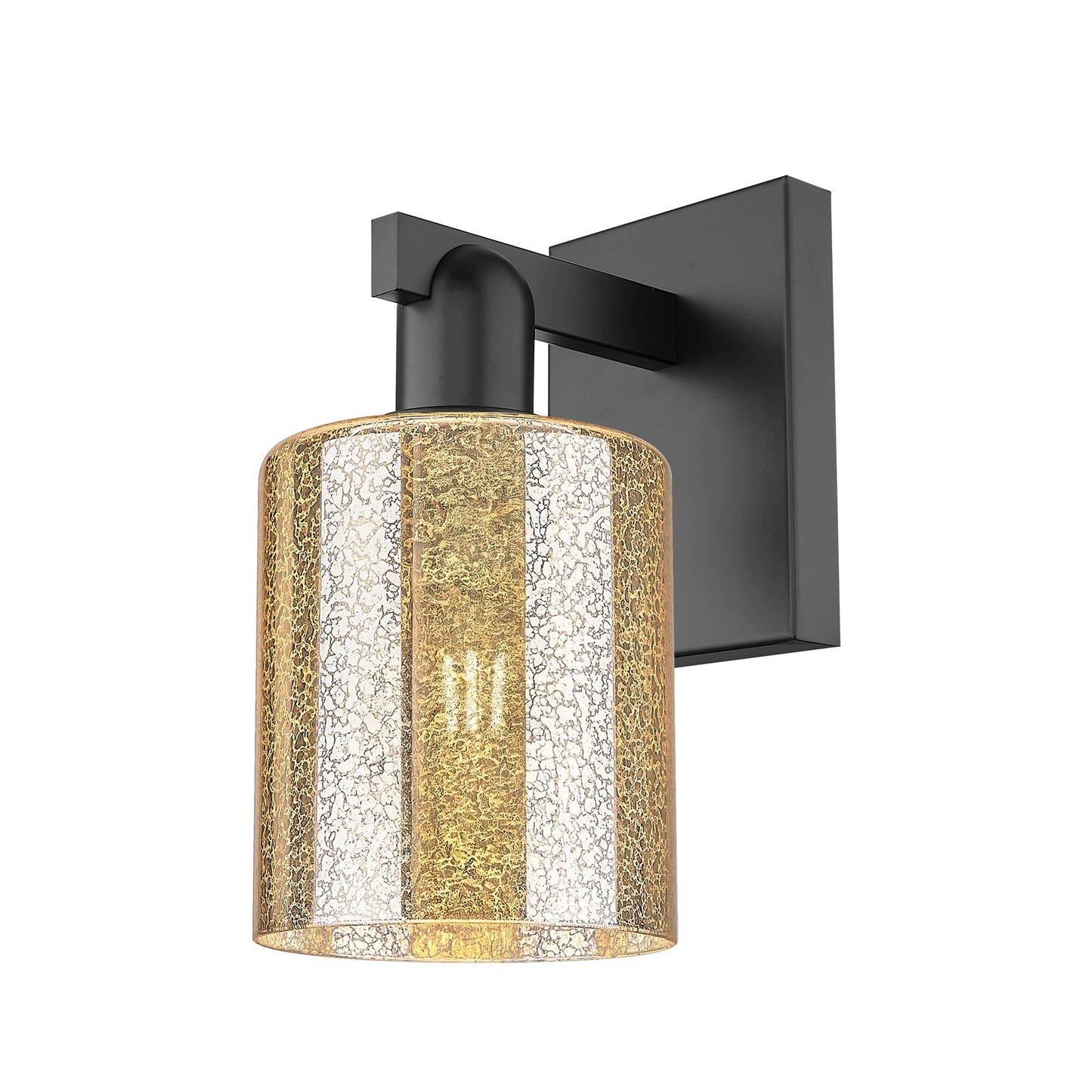 Innovations Cobbleskill 5in 1-Light Wall Sconce | Industrial Matte Black Steel and Mercury Glass | Entryway & Hallway Accent | 5 x | Model 716-1W-BK-G116