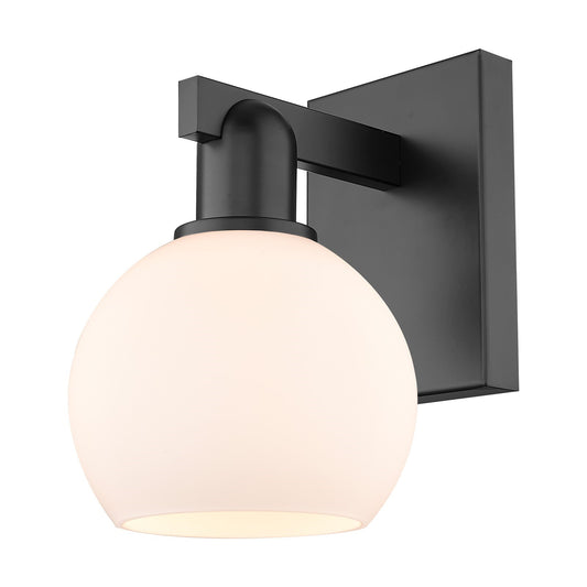 Innovations Athens 1-Light 6in Wall Sconce | Industrial Matte Black Steel and Cast Brass with Matte White Glass Shade | Entryway | Model 716-1W-BK-G121-6