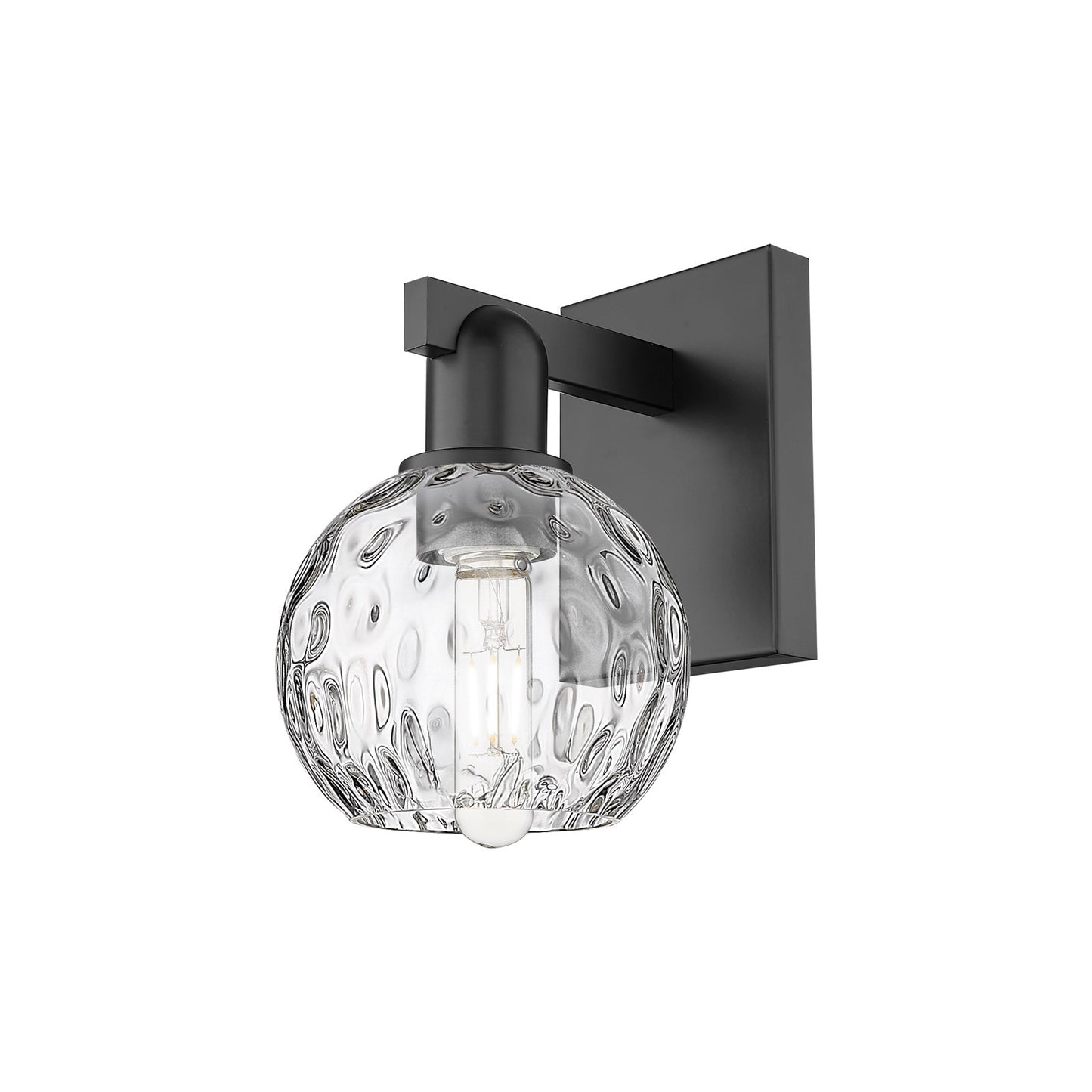 Innovations Athens Water Glass 6in 1-Light Wall Sconce | Industrial Matte Black Steel and Clear Glass | Bathroom & Hallway | Model 716-1W-BK-G1215-6