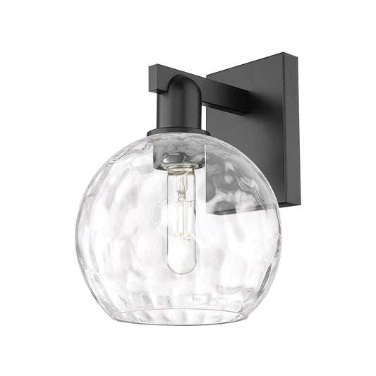Innovations Athens Water Glass 8in 1-Light Wall Sconce | Industrial Matte Black Steel and Clear Glass | Living Room & Hallway | Model 716-1W-BK-G1215-8