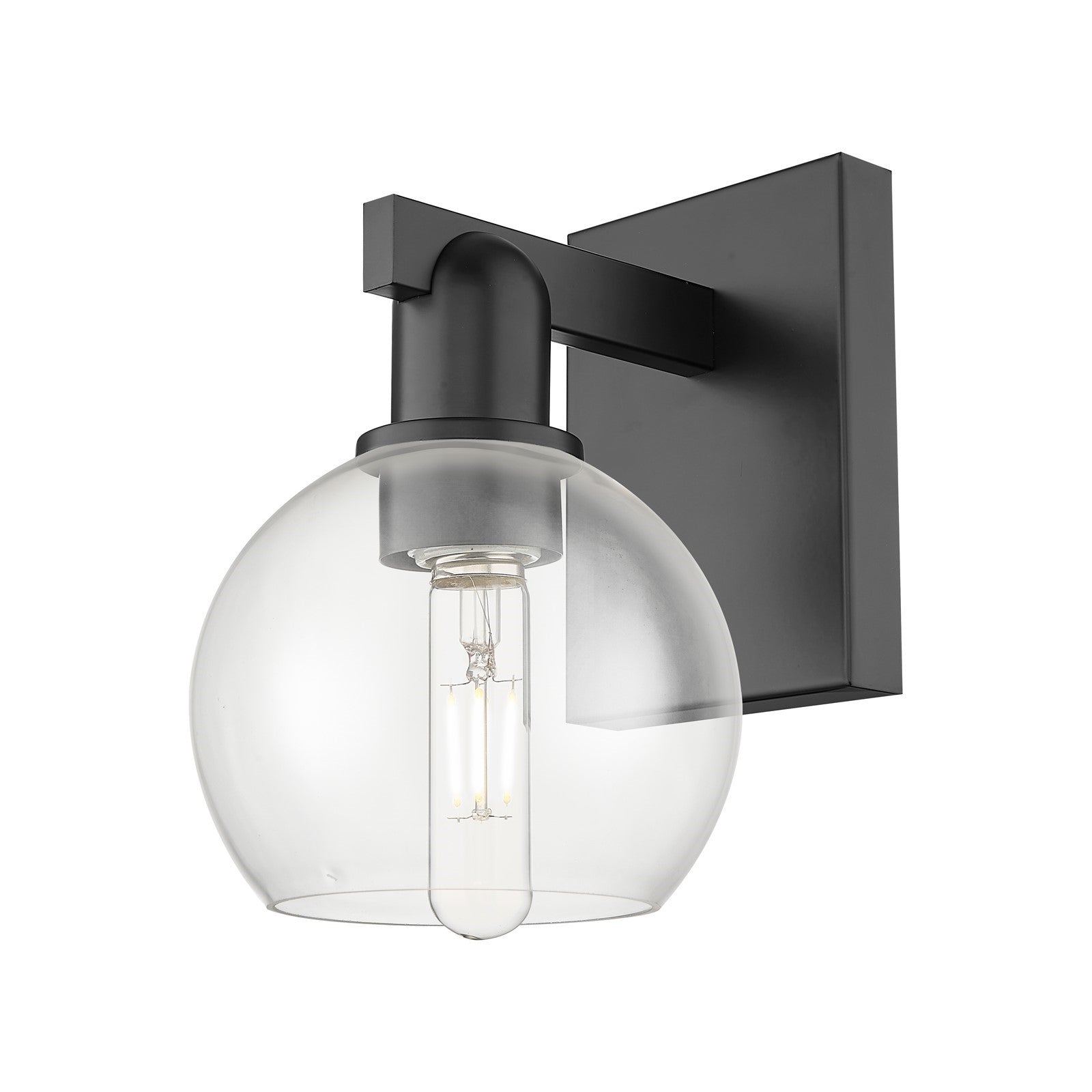 Innovations Athens 6in 1-Light Wall Sconce | Industrial Matte Black Steel and Clear Glass | Bedroom & Hallway Accent | 5.88 x | Model 716-1W-BK-G122-6