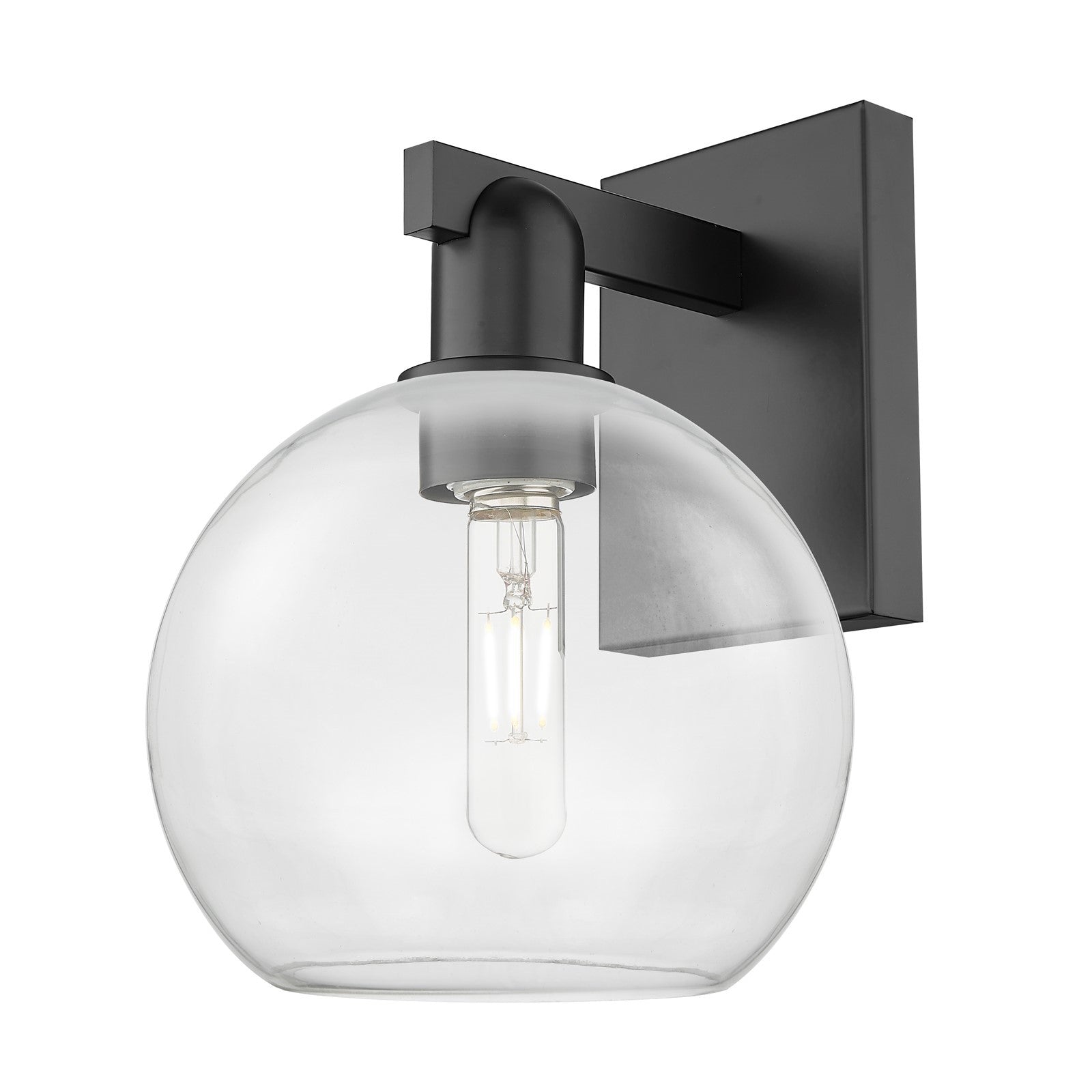 Innovations Athens 8in 1-Light Wall Sconce | Industrial Matte Black Steel and Clear Glass | Bathroom & Hallway Accent | 8 x 11.75 | Model 716-1W-BK-G122-8