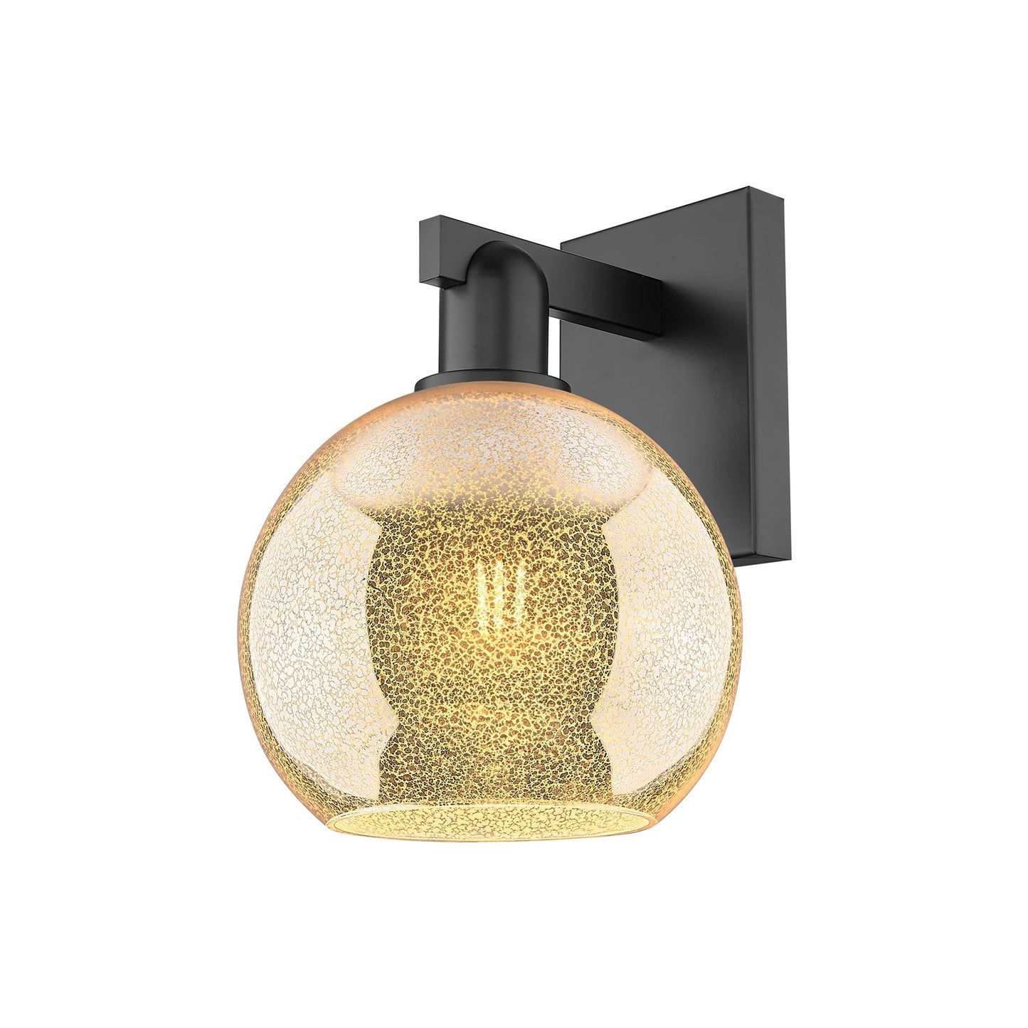 Innovations Athens 8in 1-Light Wall Sconce | Industrial Matte Black Steel and Mercury Glass | Entryway & Hallway Accent | 8 x | Model 716-1W-BK-G128-8