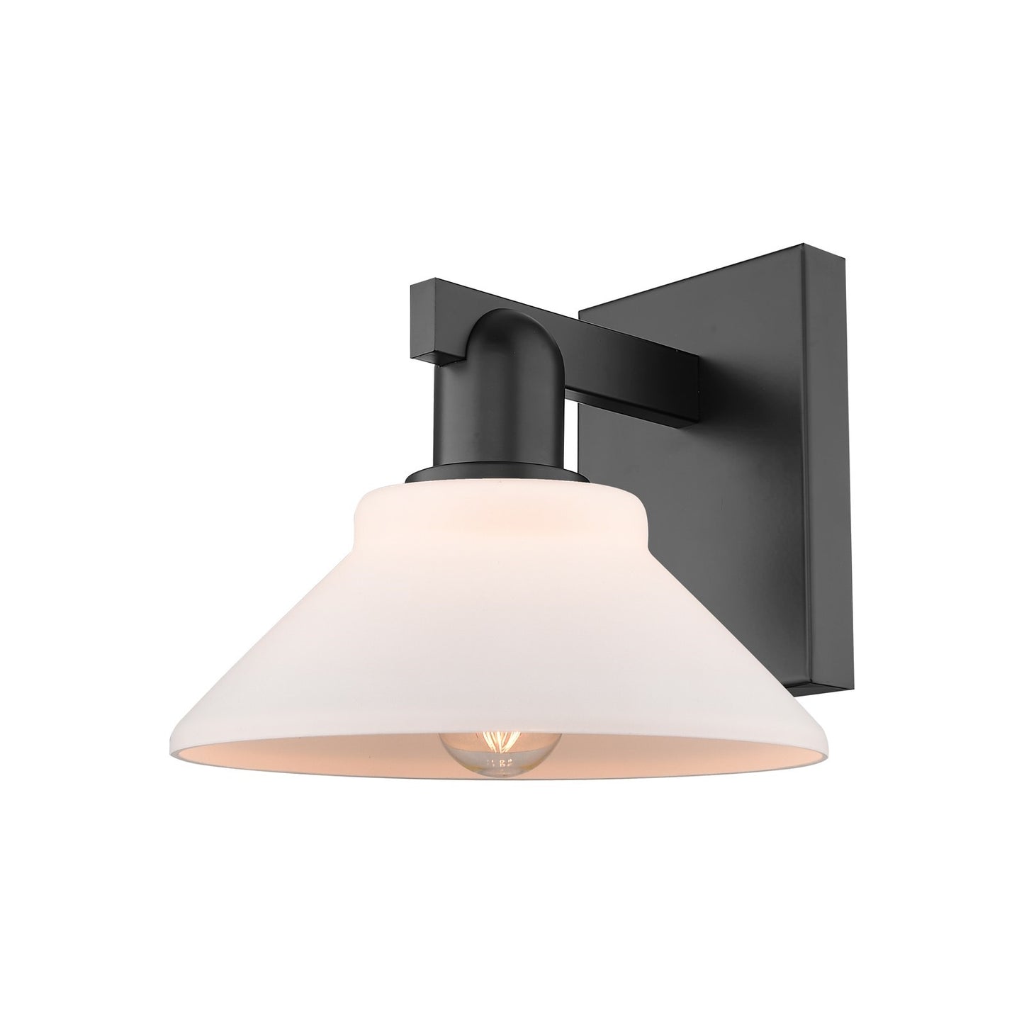 Innovations Orwell 1-Light 8.375in Wall Sconce | Industrial Matte Black Steel and Matte White Glass | Entryway & Hallway Accent | Model 716-1W-BK-G131