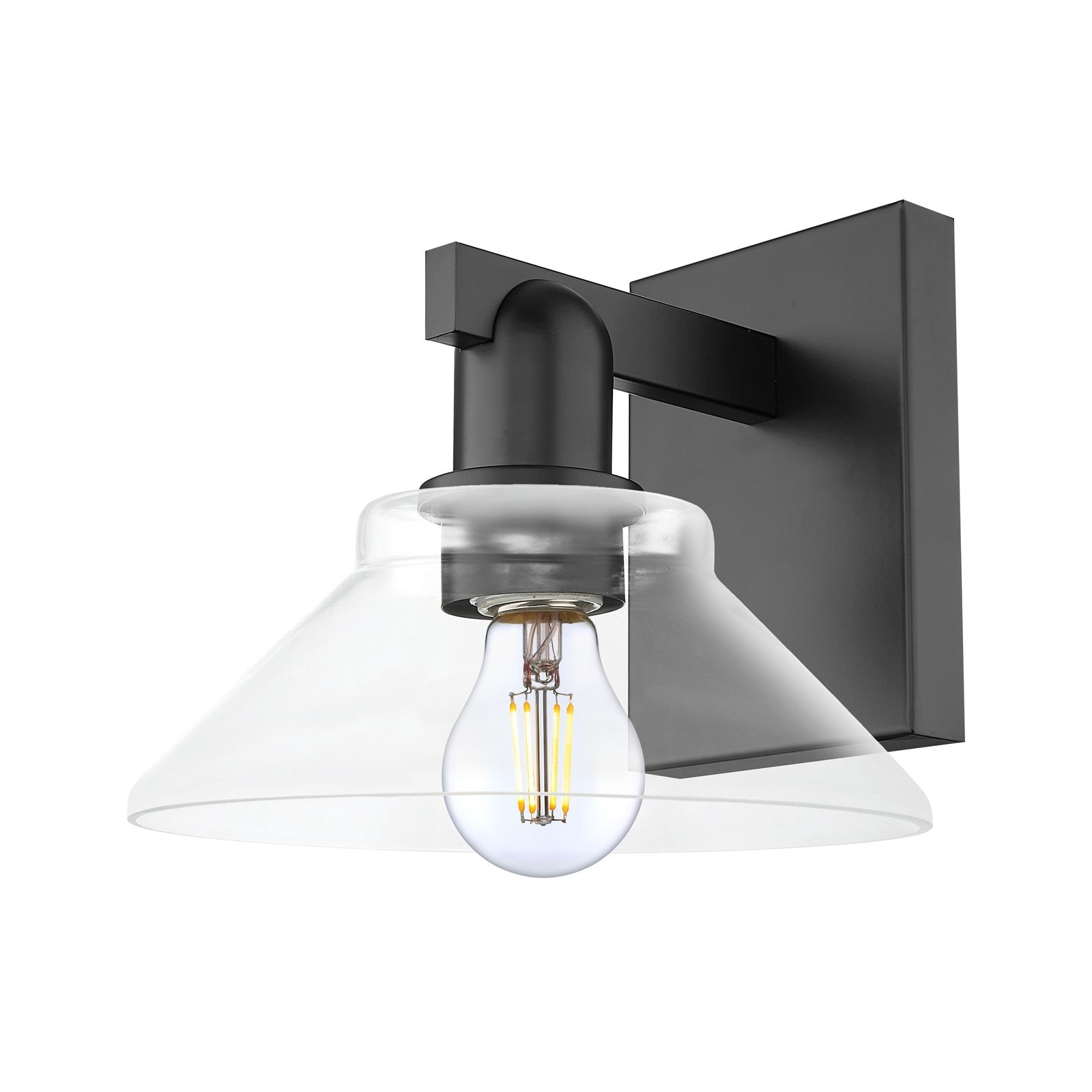 Innovations Orwell 1-Light Wall Sconce | Industrial Matte Black Steel and Clear Glass | Entryway & Hallway Accent Light | 8.38 x | Model 716-1W-BK-G132