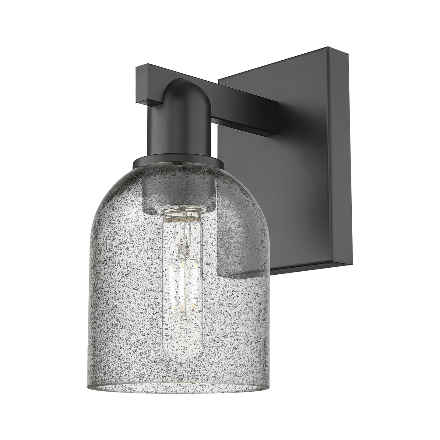 Innovations Caledonia 5in 1-Light Wall Sconce | Industrial Matte Black Steel and Charcoal Glass | Entryway & Hallway Accent | 5 x | Model 716-1W-BK-G257