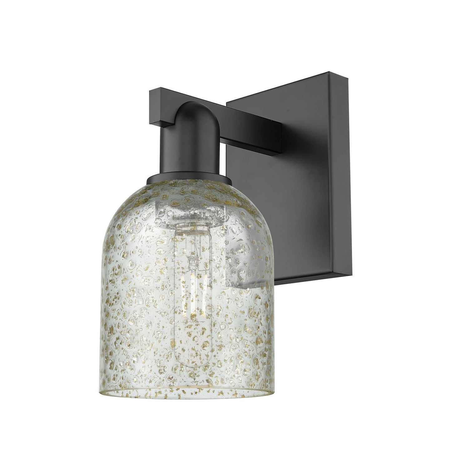 Innovations Caledonia 1-Light 5in Wall Sconce | Industrial Matte Black Steel and Mica Glass | Hallway & Bathroom Accent | 5 x 10.75 | Model 716-1W-BK-G259