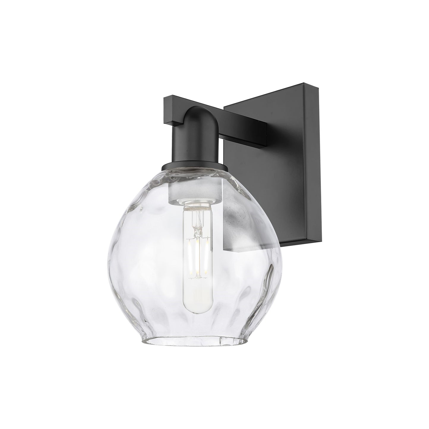 Innovations Waverly 6in 1-Light Wall Sconce | Industrial Matte Black Steel and Clear Glass | Bathroom & Hallway Accent | 6 x 7.5 x | Model 716-1W-BK-G362