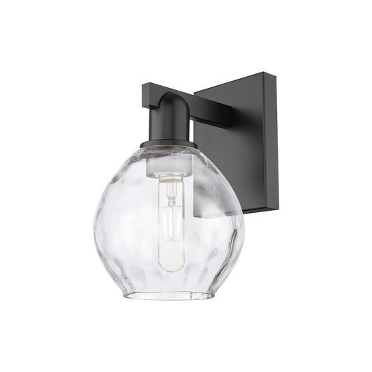 Innovations Waverly 6in 1-Light Wall Sconce | Industrial Matte Black Steel and Clear Glass | Bathroom & Hallway Accent | 6 x 7.5 x | Model 716-1W-BK-G362
