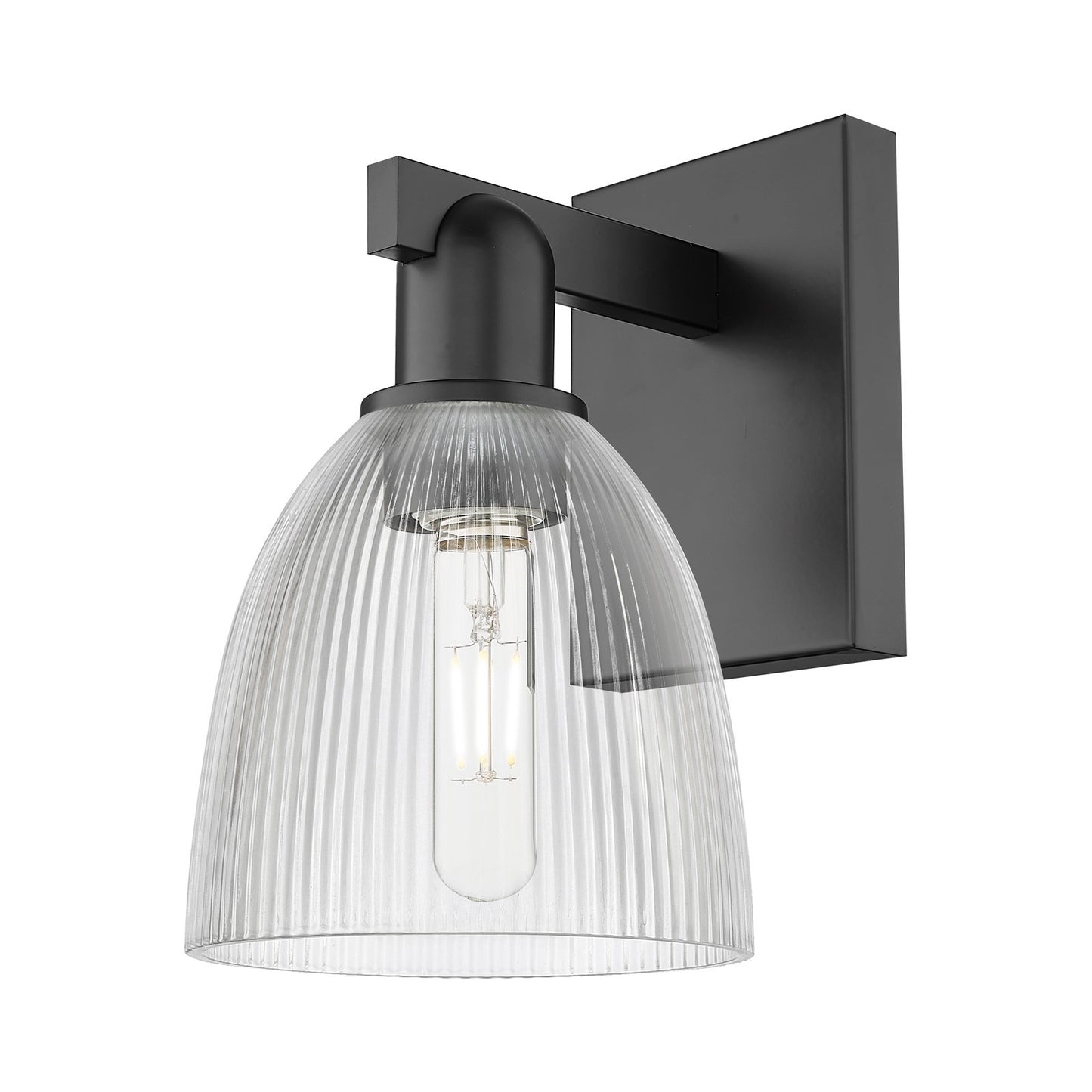 Innovations Castile 6in 1-Light Wall Sconce | Industrial Matte Black Steel and Clear Glass | Damp Rated Living Room & Hallway | 6 x | Model 716-1W-BK-G382