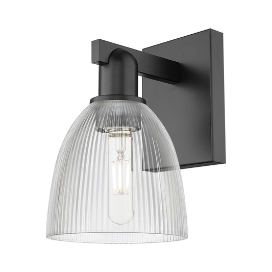 Innovations Castile 6in 1-Light Wall Sconce | Industrial Matte Black Steel and Clear Glass | Damp Rated Living Room & Hallway | 6 x | Model 716-1W-BK-G382