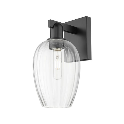 Innovations Preston 1Lt 6" Flute Wall Sconce, Black/Clear - 716-1W-BK-G457-6CL