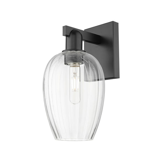 Innovations Preston 1Lt 6" Flute Wall Sconce, Black/Clear - 716-1W-BK-G457-6CL