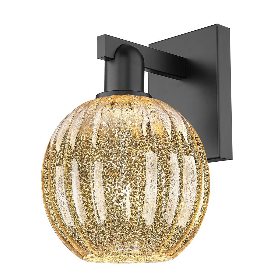 Innovations Preston 1Lt 7" Globe Wall Sconce, Black/Mercury