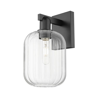 Innovations Preston 1Lt 7" Jar Wall Sconce, Black/Clear
