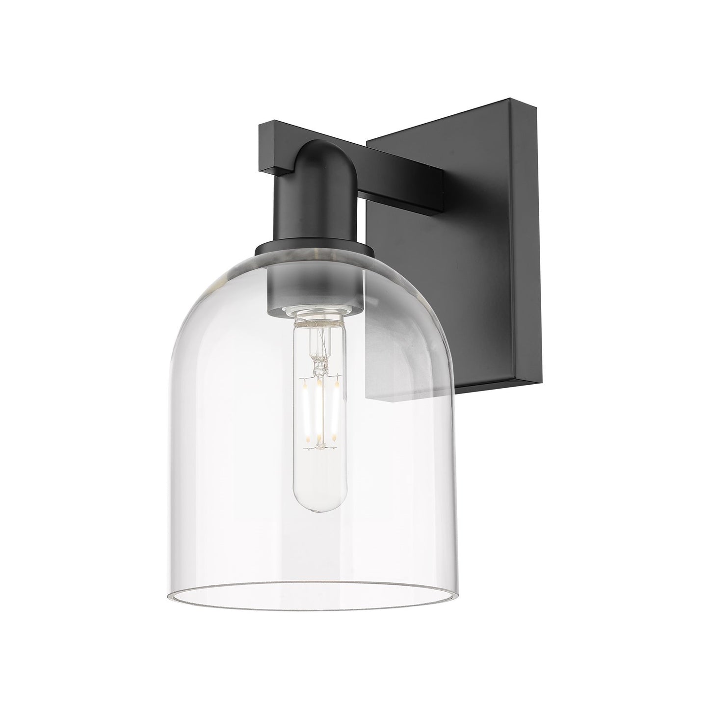 Innovations Bella 6in 1-Light Wall Sconce | Industrial Matte Black Steel and Clear Glass | Entryway & Hallway Accent | 5.5 x | Model 716-1W-BK-G558-6CL
