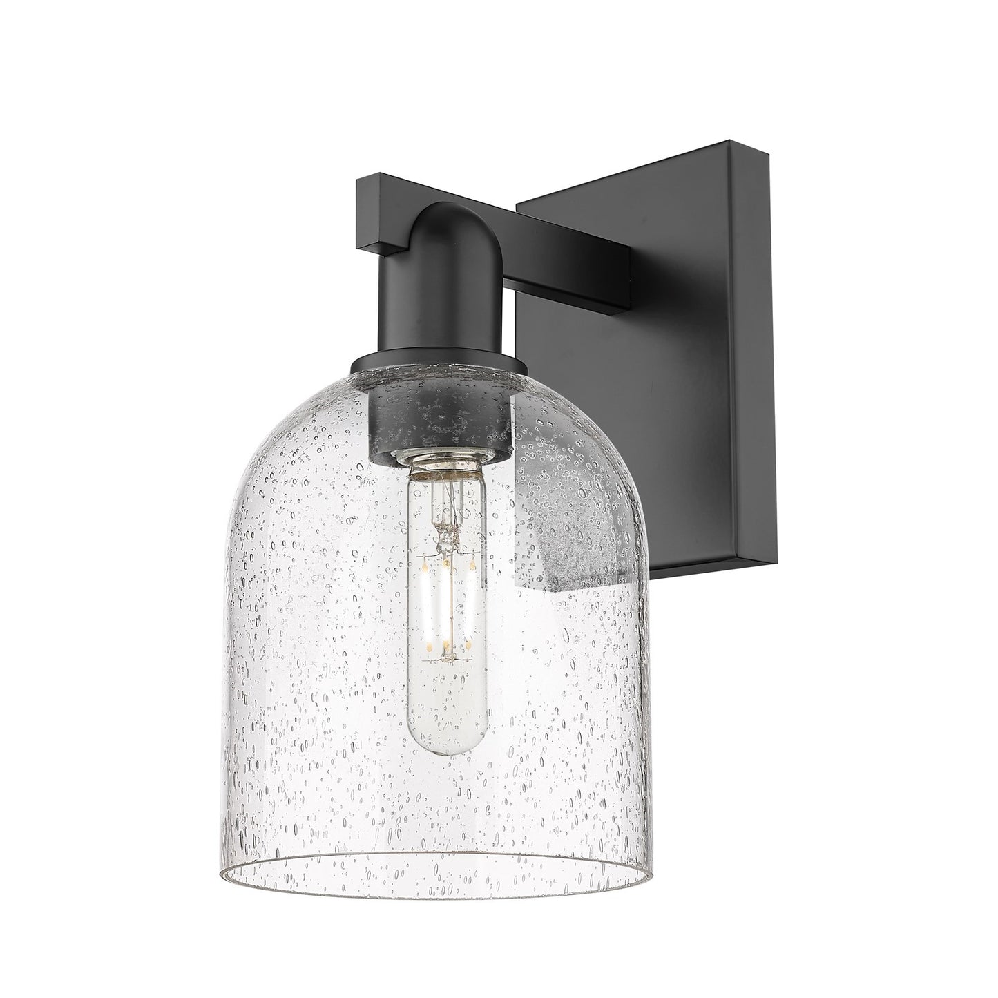 Innovations Bella 6in 1-Light Wall Sconce | Industrial Matte Black Steel and Seedy Glass | Bedroom & Hallway Accent Light | Model 716-1W-BK-G558-6SDY