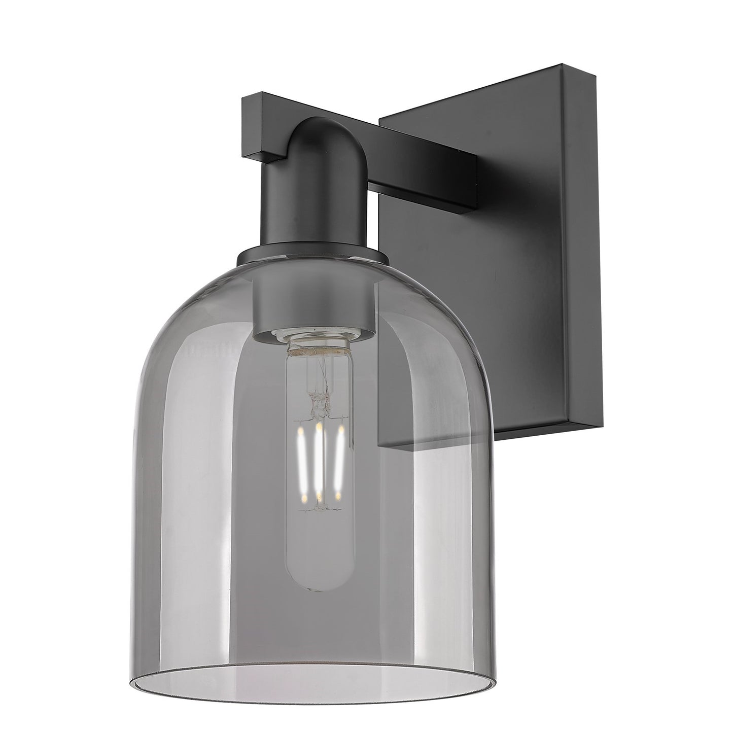 Innovations Bella 6in 1-Light Wall Sconce | Industrial Matte Black Steel and Light Smoke Glass | Hallway & Bathroom Accent | Model 716-1W-BK-G558-6SM