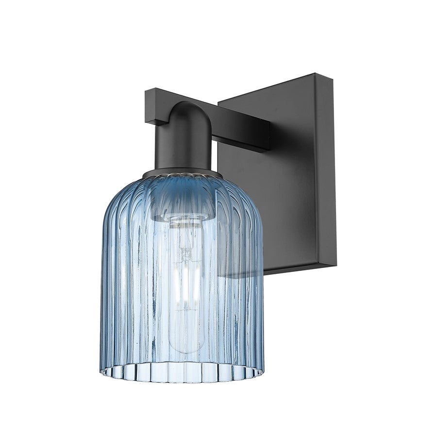 Innovations Bridal Veil 1Lt 5" Wall Sconce, Black/Blue - 716-1W-BK-G559-5BL