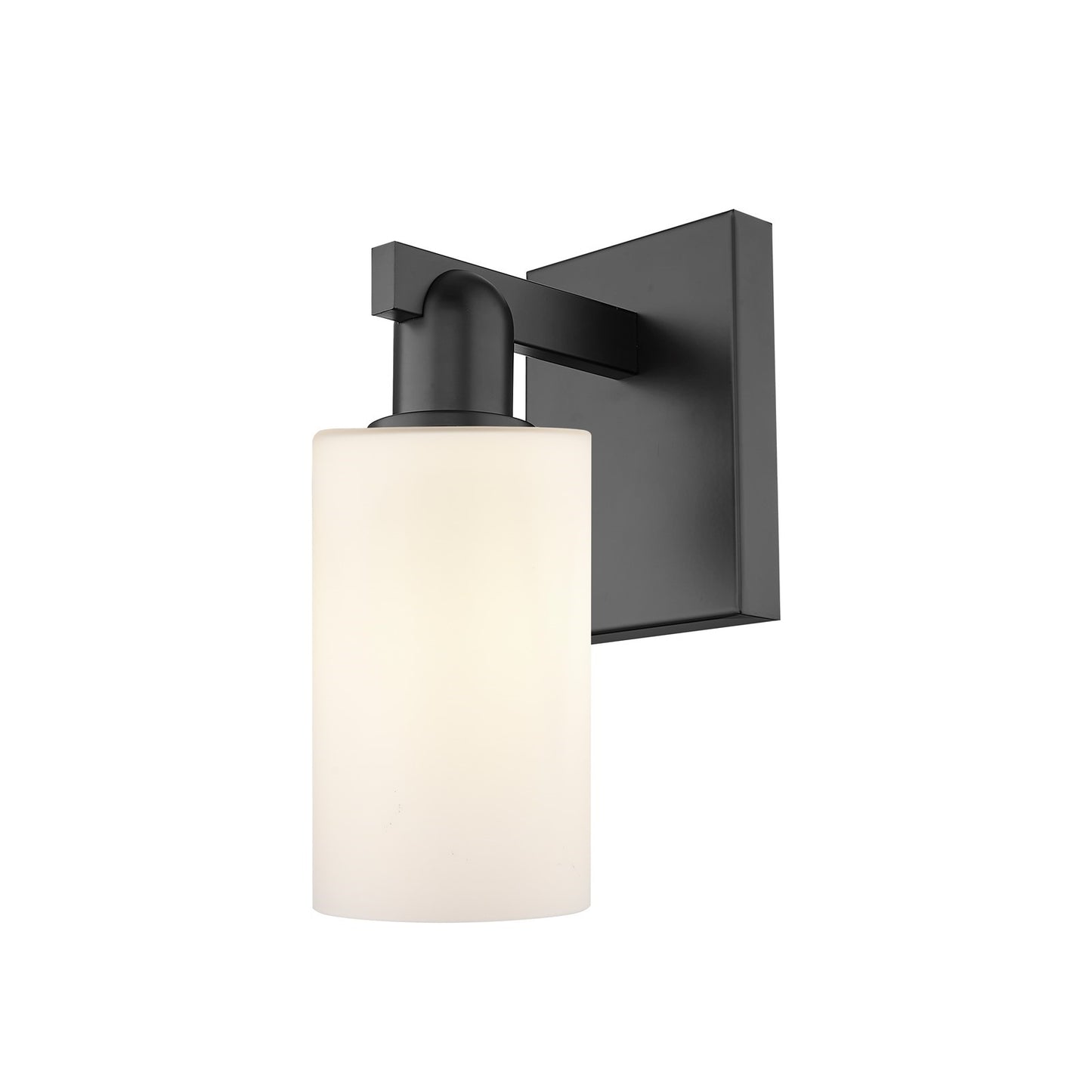 Innovations Clymer 1-Light 4in Wall Sconce | Industrial Matte Black Steel and Matte White Glass | Bedroom & Hallway Accent Light | Model 716-1W-BK-G801