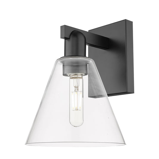 Innovations Berkshire Glass 8in 1-Light Wall Sconce | Industrial Matte Black Steel and Clear Glass | Entryway & Hallway Accent | Model 716-1W-BK-GBC-82
