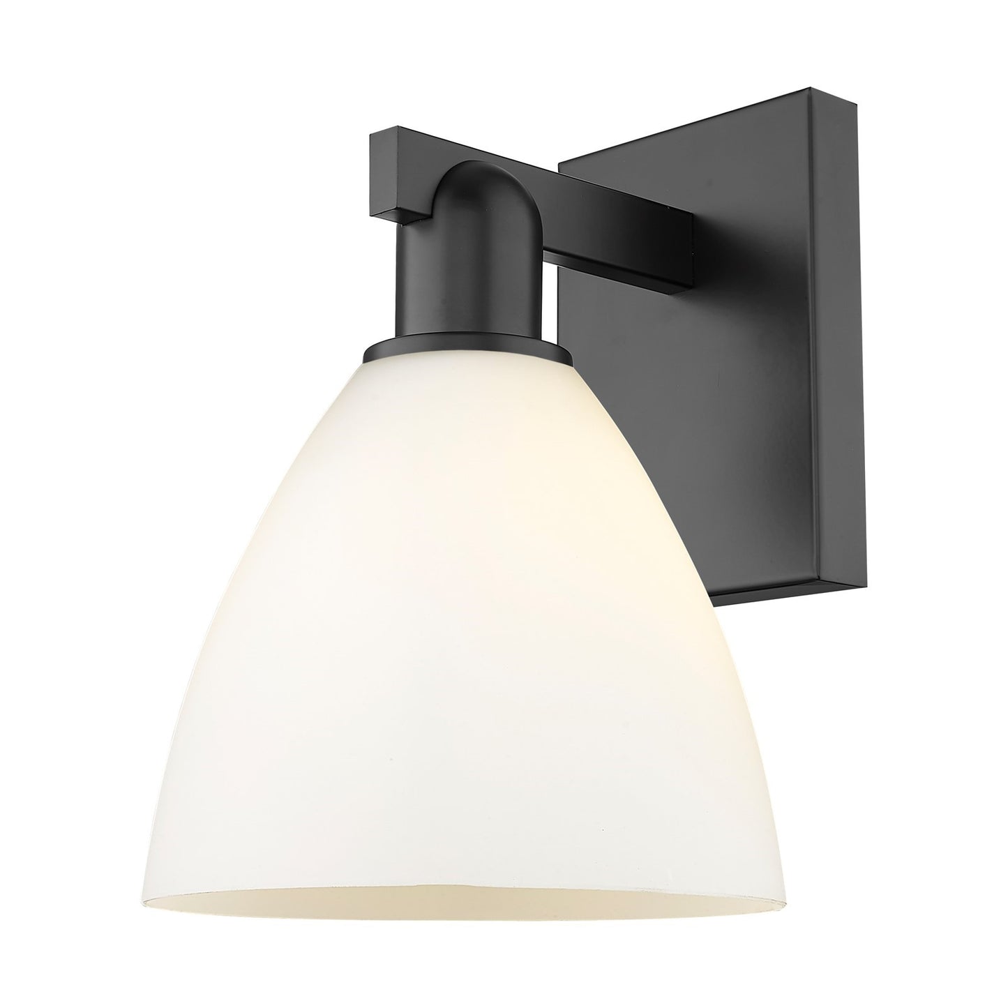 Innovations Bristol 8in 1-Light Wall Sconce | Industrial Matte Black Steel and Matte White Glass | Damp Rated Hallway & Bathroom | Model 716-1W-BK-GBD-751