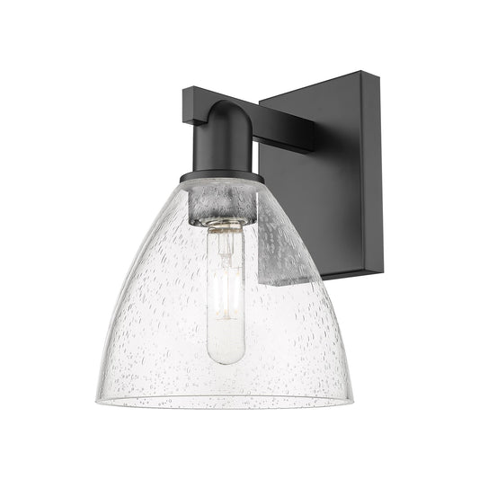 Innovations Bristol 8in 1-Light Wall Sconce | Industrial Matte Black Steel and Seedy Glass | Entryway & Hallway Accent | 7.5 x | Model 716-1W-BK-GBD-754