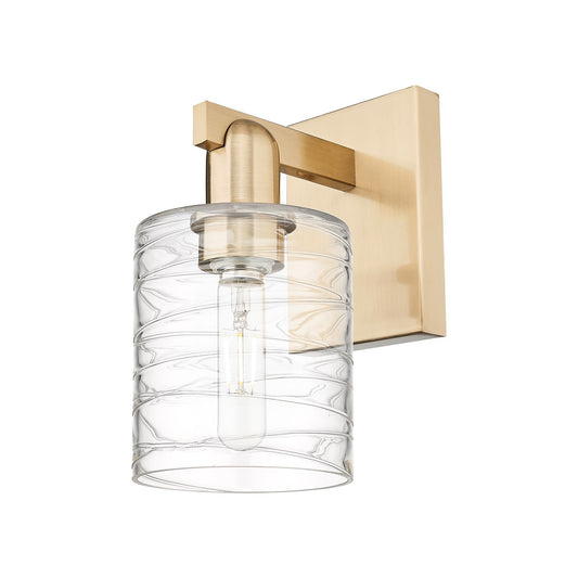 Innovations Cobbleskill 5in 1-Light Wall Sconce | Industrial Champagne Bronze Steel and Deco Swirl Glass | Bathroom & Hallway | Model 716-1W-CB-G1113