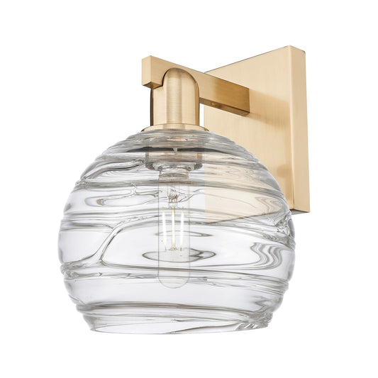 Innovations Athens Deco Swirl 8in 1-Light Wall Sconce | Industrial Champagne Bronze Steel and Clear Deco Swirl Glass | Model 716-1W-CB-G1213-8CL