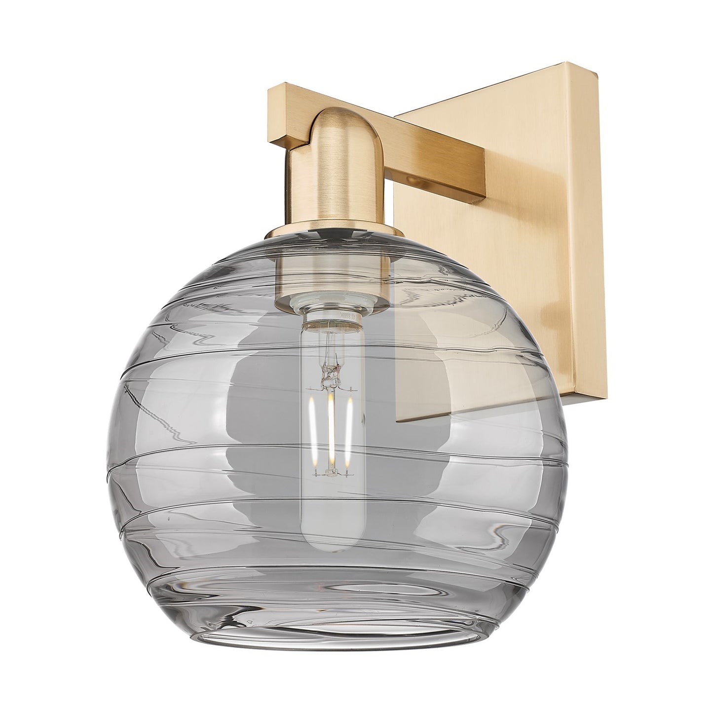 Innovations Athens Deco Swirl 8in 1-Light Wall Sconce | Industrial Champagne Bronze Steel and Light Smoke Glass | Entryway & | Model 716-1W-CB-G1213-8SM
