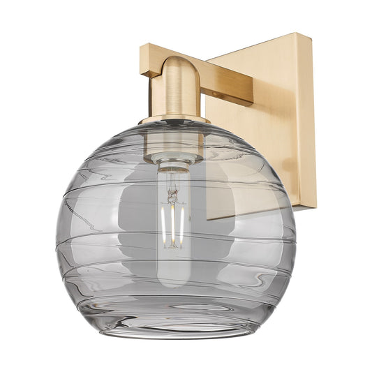 Innovations Athens Deco Swirl 8in 1-Light Wall Sconce | Industrial Champagne Bronze Steel and Light Smoke Glass | Entryway & | Model 716-1W-CB-G1213-8SM