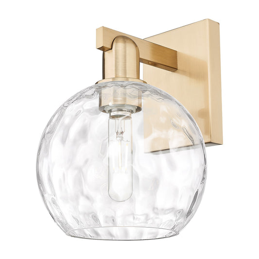 Innovations Athens Water Glass 8in 1-Light Wall Sconce | Industrial Champagne Bronze Steel and Clear Glass | Bathroom & Hallway | Model 716-1W-CB-G1215-8