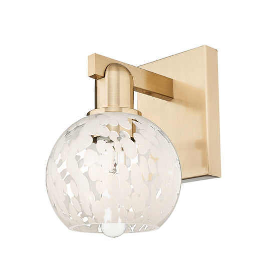 Innovations Lighting Arcadia 6in 1-Light Wall Sconce | Industrial Champagne Bronze Steel and White Mouchette Glass | Bathroom | Model 716-1W-CB-G1216-6WM