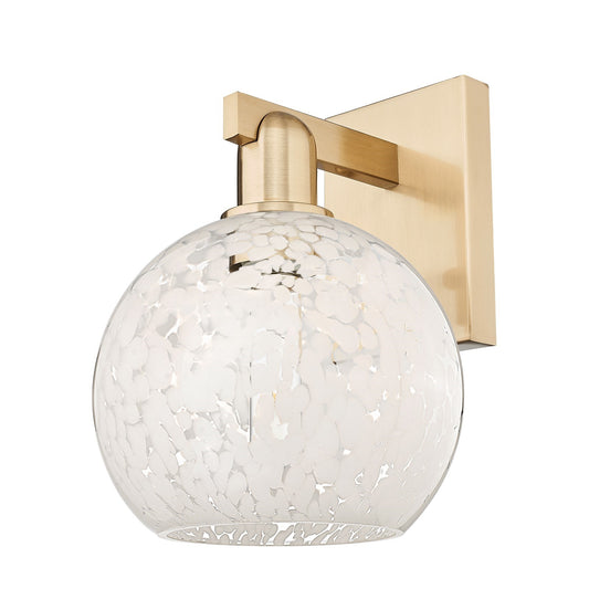 Innovations Lighting Arcadia 8in 1-Light Wall Sconce | Industrial Champagne Bronze Steel and White Mouchette Glass | Bathroom | Model 716-1W-CB-G1216-8WM