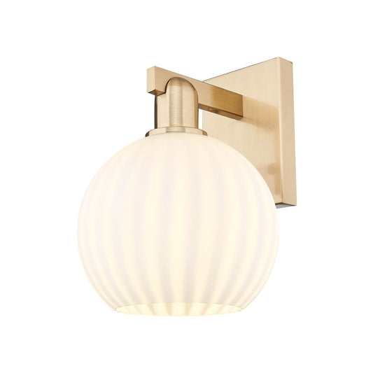 Innovations Lighting Arcadia 8in 1-Light Wall Sconce | Industrial Champagne Bronze Steel and White Venetian Glass | Bathroom & | Model 716-1W-CB-G1217-8WV