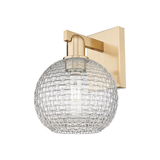 Innovations Athens 8in 1-Light Wall Sconce | Industrial Champagne Bronze Steel and Clear Basket Weave Glass | Bathroom & | Model 716-1W-CB-G122C-8CL