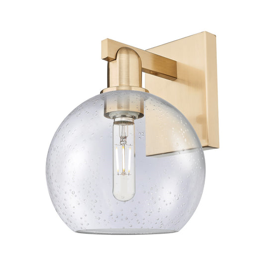 Innovations Athens 8in 1-Light Wall Sconce | Industrial Champagne Bronze Steel and Seedy Glass | Bathroom & Hallway Accent Light | Model 716-1W-CB-G124-8