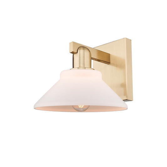 Innovations Orwell 1-Light Wall Sconce | Industrial Champagne Bronze Steel and Matte White Glass | Hallway & Bathroom Accent | 8.38 | Model 716-1W-CB-G131