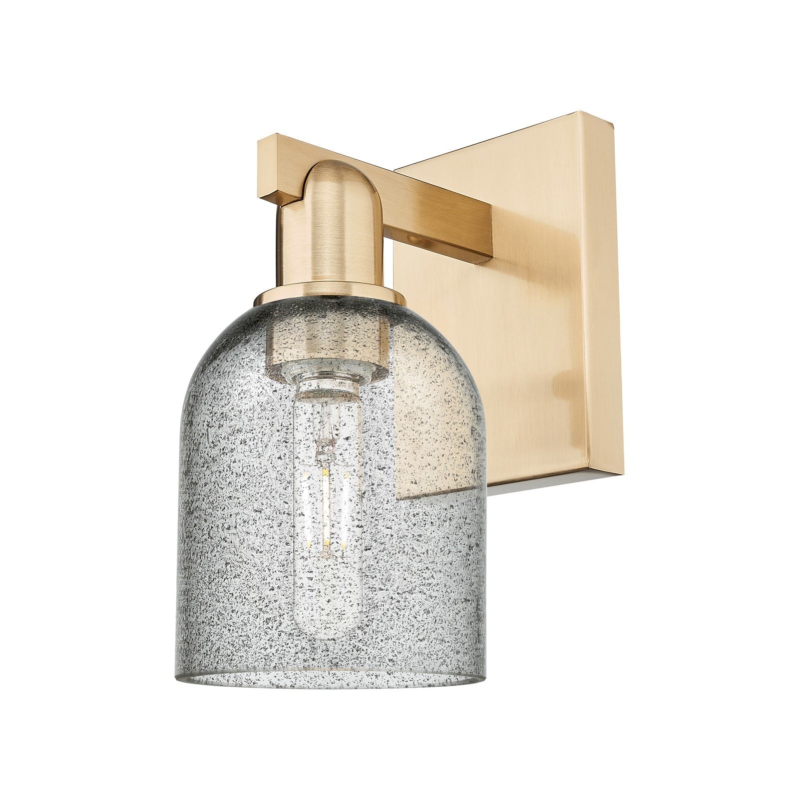 Innovations Caledonia 1-Light 5in Sconce | Industrial Champagne Bronze Steel and Charcoal Glass | Bathroom & Hallway Accent | 5 x 7 | Model 716-1W-CB-G257