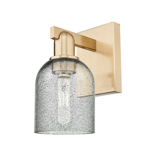 Innovations Caledonia 1-Light 5in Sconce | Industrial Champagne Bronze Steel and Charcoal Glass | Bathroom & Hallway Accent | 5 x 7 | Model 716-1W-CB-G257