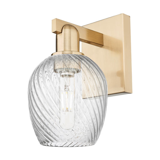 Innovations Salina 1-Light 5.75in Wall Sconce | Industrial Champagne Bronze Steel and Clear Spiral Fluted Glass | Bathroom & | Model 716-1W-CB-G292