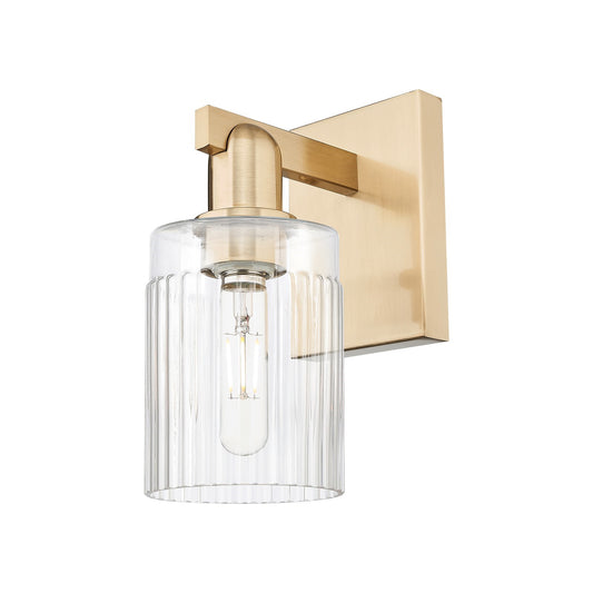 Innovations Hadley 1-Light 4.5in Wall Sconce | Industrial Champagne Bronze Steel and Clear Ribbed Glass | Entryway & Hallway Accent | Model 716-1W-CB-G342