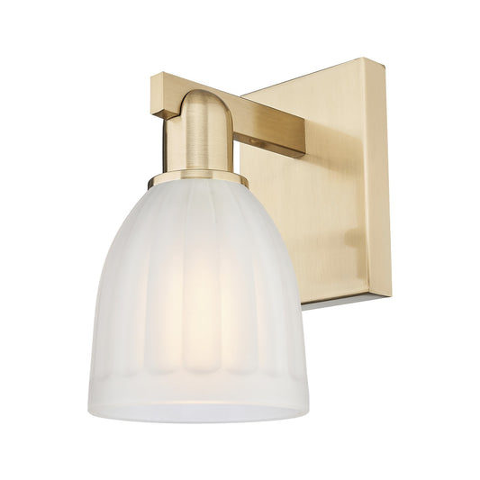 Innovations Brookfield 1-Light Wall Sconce | Industrial Champagne Bronze Steel and White Frosted Ribbed Glass | Bathroom & Hallway | Model 716-1W-CB-G441