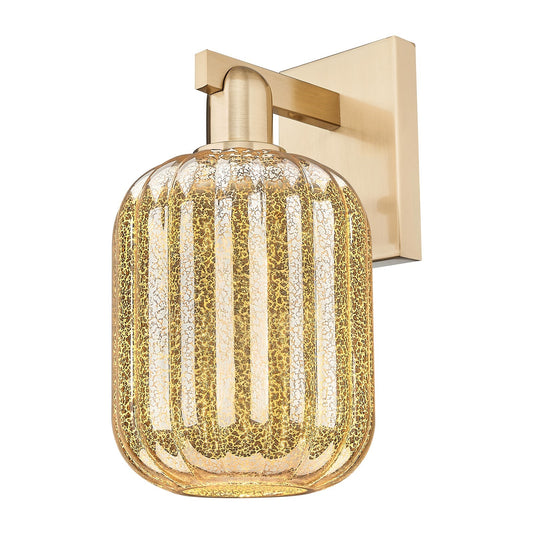 Innovations Preston Cylinder 1-Light 6.75in Wall Sconce | Industrial Champagne Bronze Steel and Mercury Glass | Entryway & | Model 716-1W-CB-G460-7ME