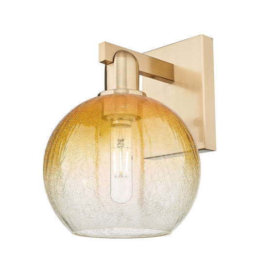 Innovations Brookhaven Globe 8in 1-Light Wall Sconce | Industrial Champagne Bronze Steel and Amber Glass | Bathroom & Hallway | Model 716-1W-CB-G483-8AM
