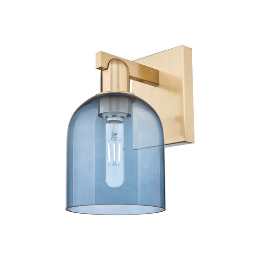 Innovations Bella 6in 1-Light Wall Sconce | Industrial Champagne Bronze Steel and Blue Glass | Bedroom & Hallway Accent Light | Model 716-1W-CB-G558-6BL
