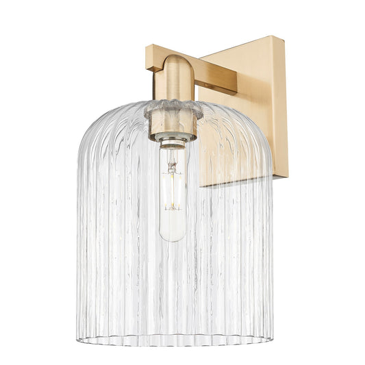 Innovations Bridal Veil 8in 1-Light Wall Sconce | Industrial Champagne Bronze Steel and Clear Ribbed Glass | Entryway & Hallway | Model 716-1W-CB-G559-8CL