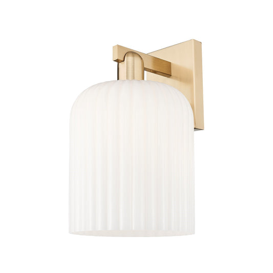 Innovations Bridal Veil 8in 1-Light Wall Sconce | Industrial Champagne Bronze Steel and Gloss White Ribbed Glass | Entryway & | Model 716-1W-CB-G559-8GWH